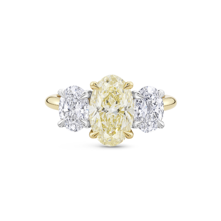 2ct Oval Yellow Diamond Trilogy Engagement Ring