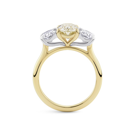 2ct Oval Yellow Diamond Trilogy Engagement Ring
