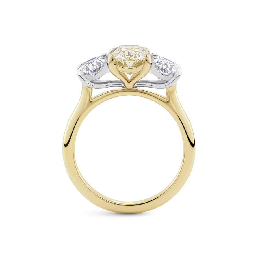 2ct Oval Yellow Diamond Trilogy Engagement Ring
