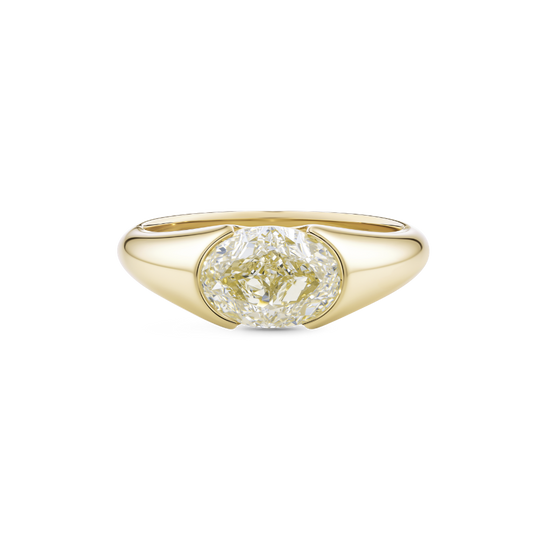 2.01ct Oval Cut Yellow Diamond Signet Ring