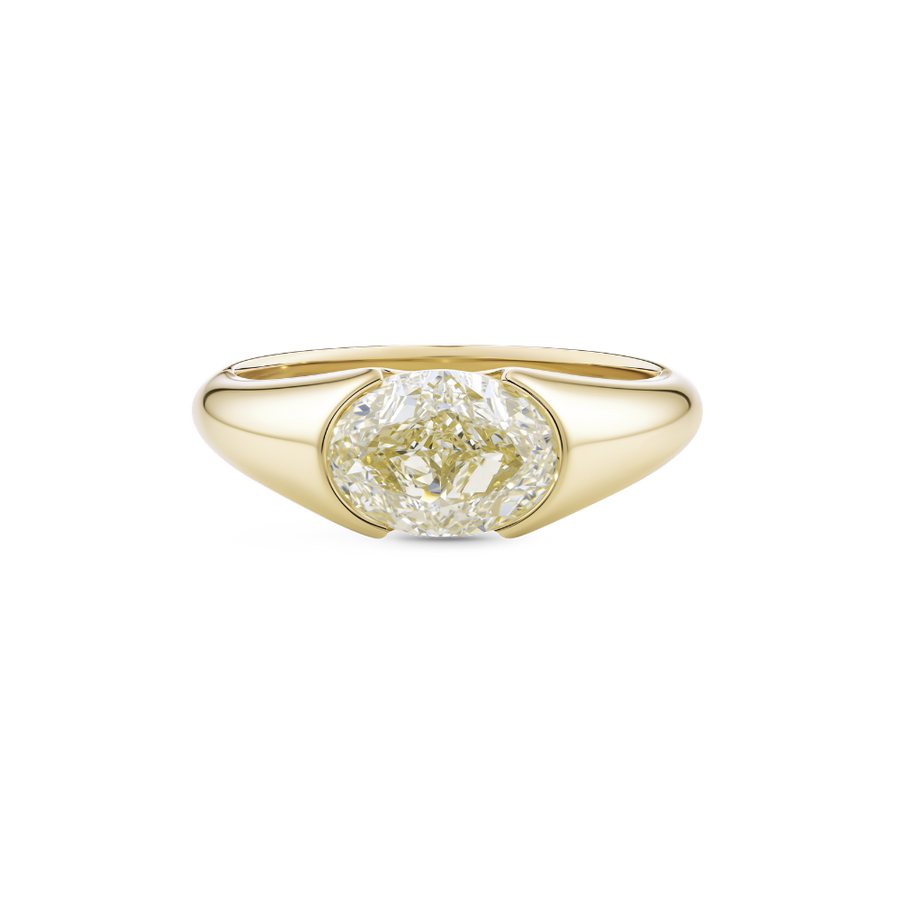 2.01ct Oval Cut Yellow Diamond Signet Ring