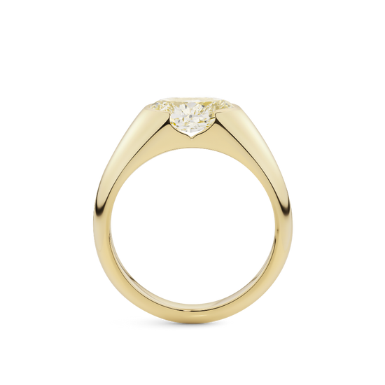 2.01ct Oval Cut Yellow Diamond Signet Ring