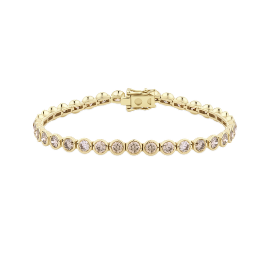 7.64ct Bezel Set Champagne Diamond Tennis Bracelet