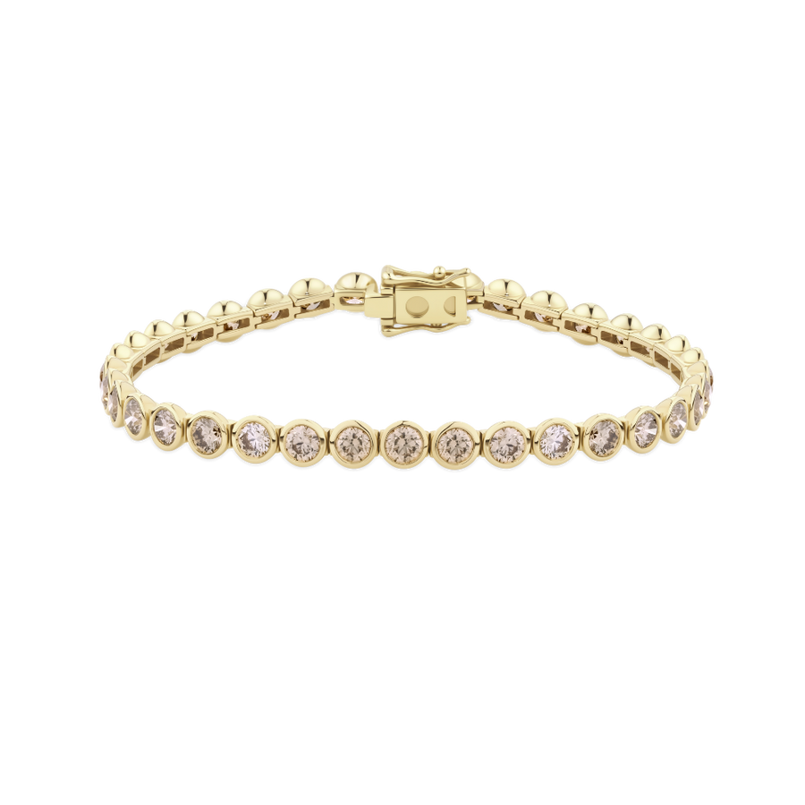 7.64ct Bezel Set Champagne Diamond Tennis Bracelet