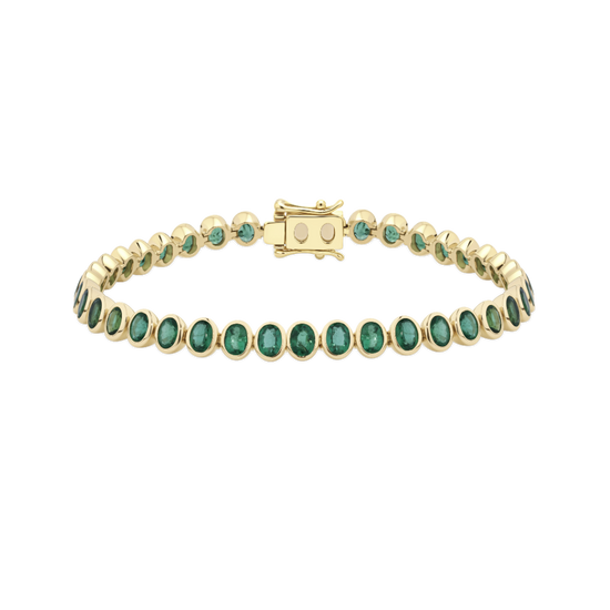 6.54ct Bezel Set Green Emerald Tennis Bracelet