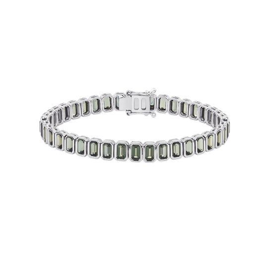 12.26ct Emerald Cut Green Sapphire Tennis Bracelet