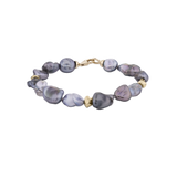 Dark Keshi Pearl and 24ct Gold Bracelet