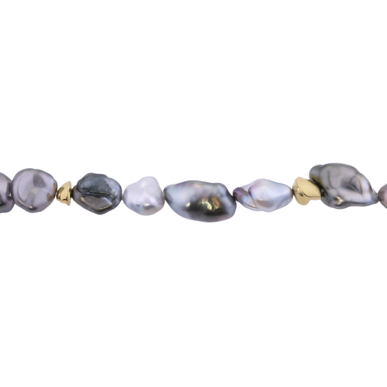 Dark Keshi Pearl and 24ct Gold Bracelet