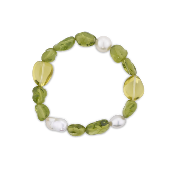 Pearl Peridot and Lemon Quartz Bracelet