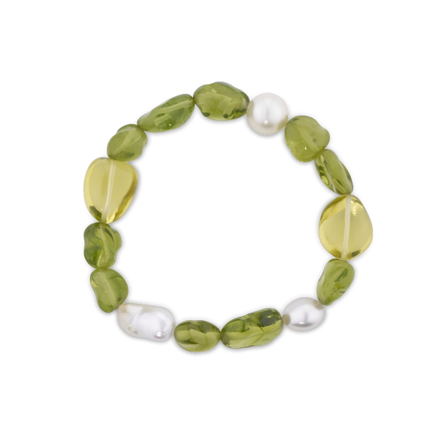 Pearl Peridot and Lemon Quartz Bracelet