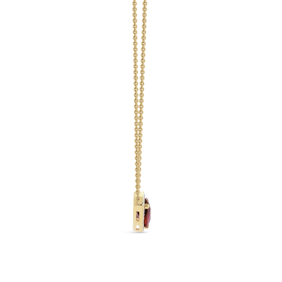 1.53ct Pear Cut Ruby and Diamond Cluster Pendant Necklace