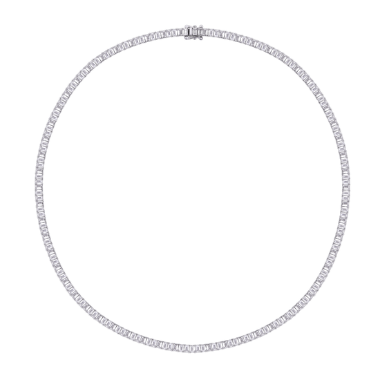 19.85ct Emerald Cut Diamond Tennis Necklace