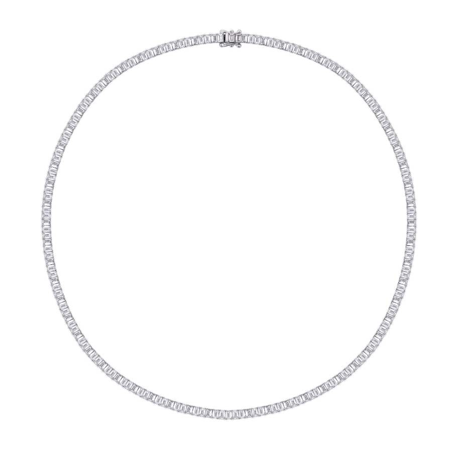 19.85ct Emerald Cut Diamond Tennis Necklace