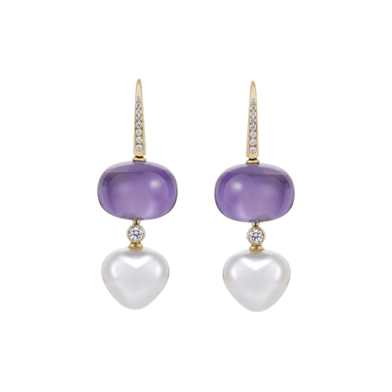 Amethyst and South Sea Pearl Drop Earrings