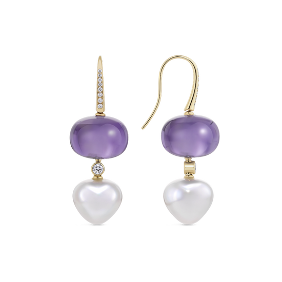 Amethyst and South Sea Pearl Drop Earrings