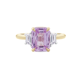 Emerald Cut Pink Sapphire and Diamond Ring