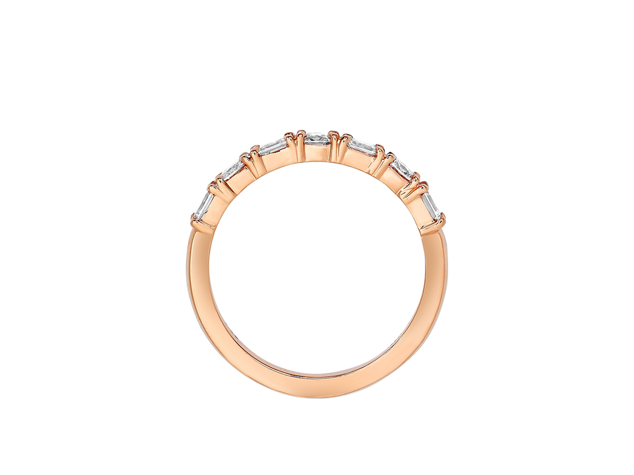 Front view of A.G Designer Jeweller signature custom made and designed emerald and oval cut alternating diamond half eternity band.