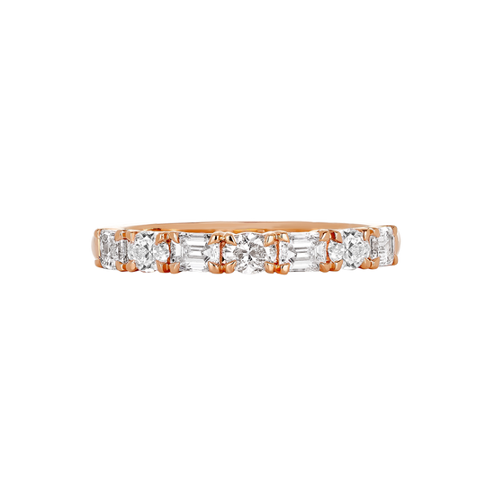 A.G Designer Jeweller signature custom made and designed emerald and oval cut alternating diamond half eternity band.