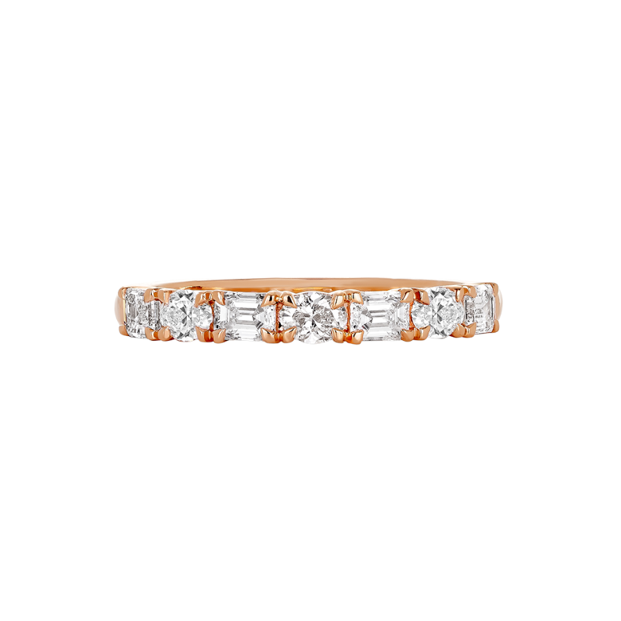 A.G Designer Jeweller signature custom made and designed emerald and oval cut alternating diamond half eternity band.