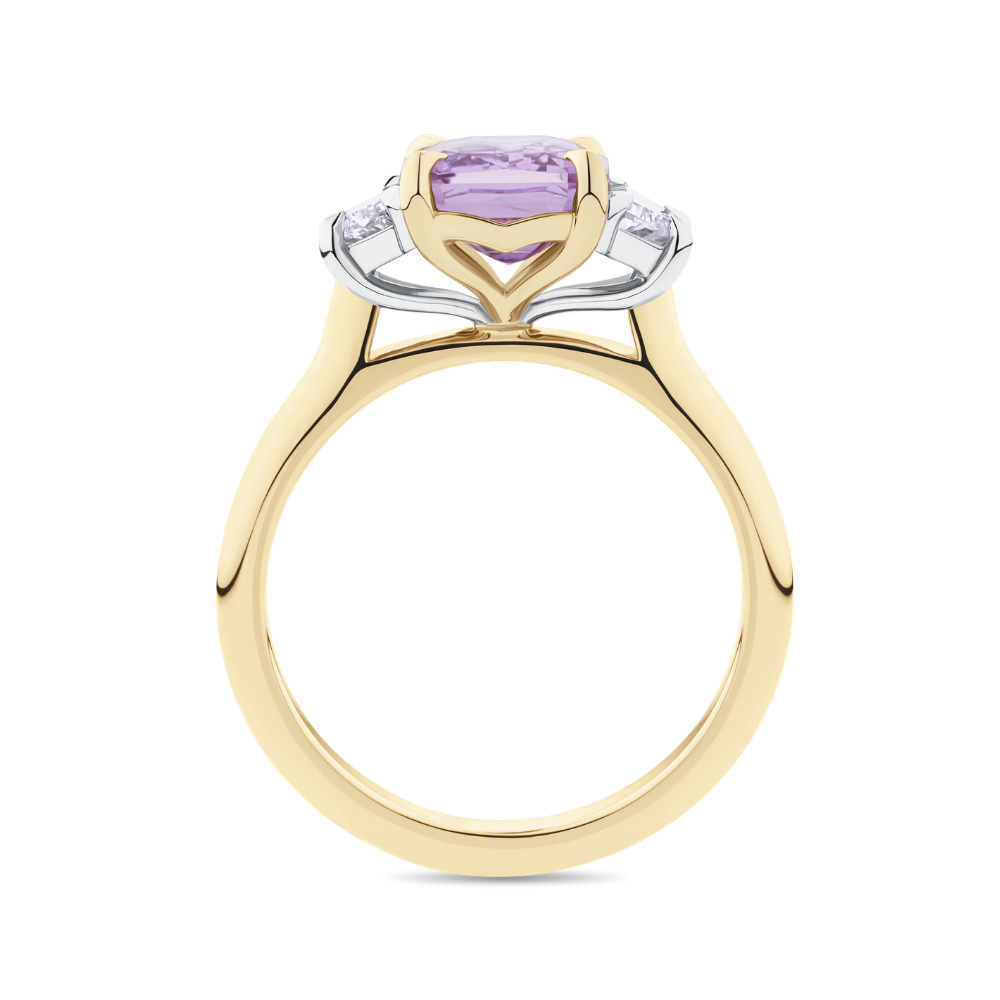 Emerald Cut Pink Sapphire and Diamond Ring
