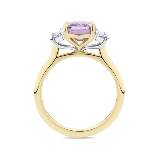 Emerald Cut Pink Sapphire and Diamond Ring