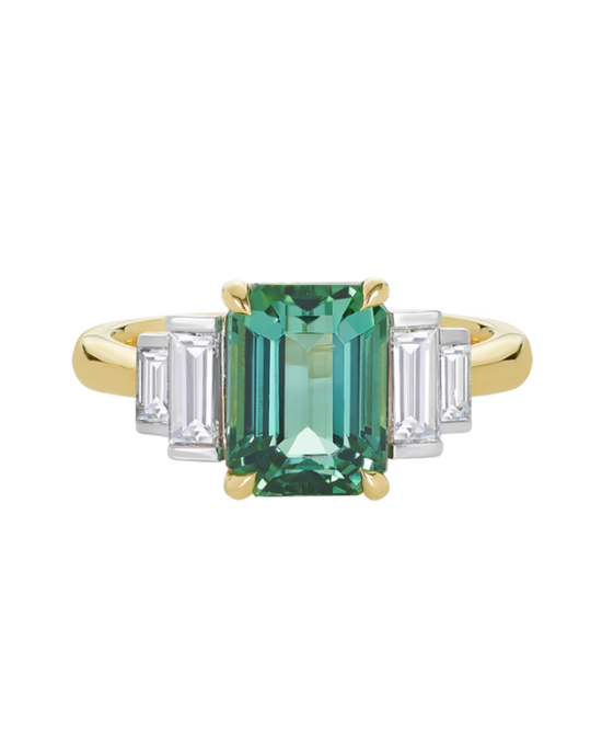 A.G tourmaline and diamond step style ring