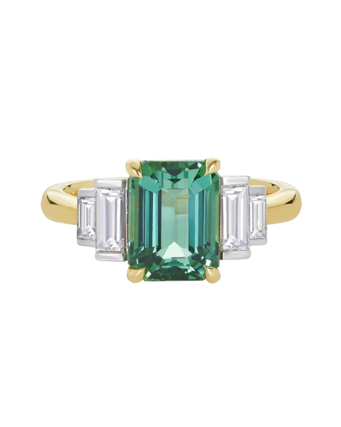 A.G tourmaline and diamond step style ring