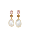 Keshi Pearl and Cognac Diamond Trio Drop Earrings