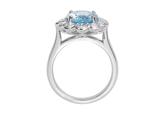 Aquamarine Cluster Ring