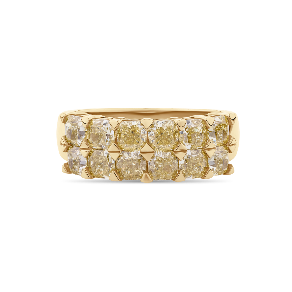 Yellow Diamond Double Row Eternity Band