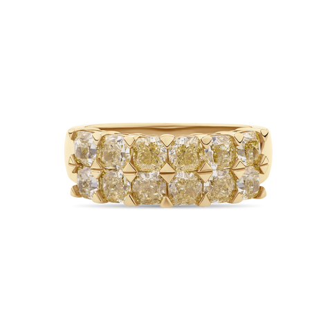 Yellow Diamond Double Row Eternity Band