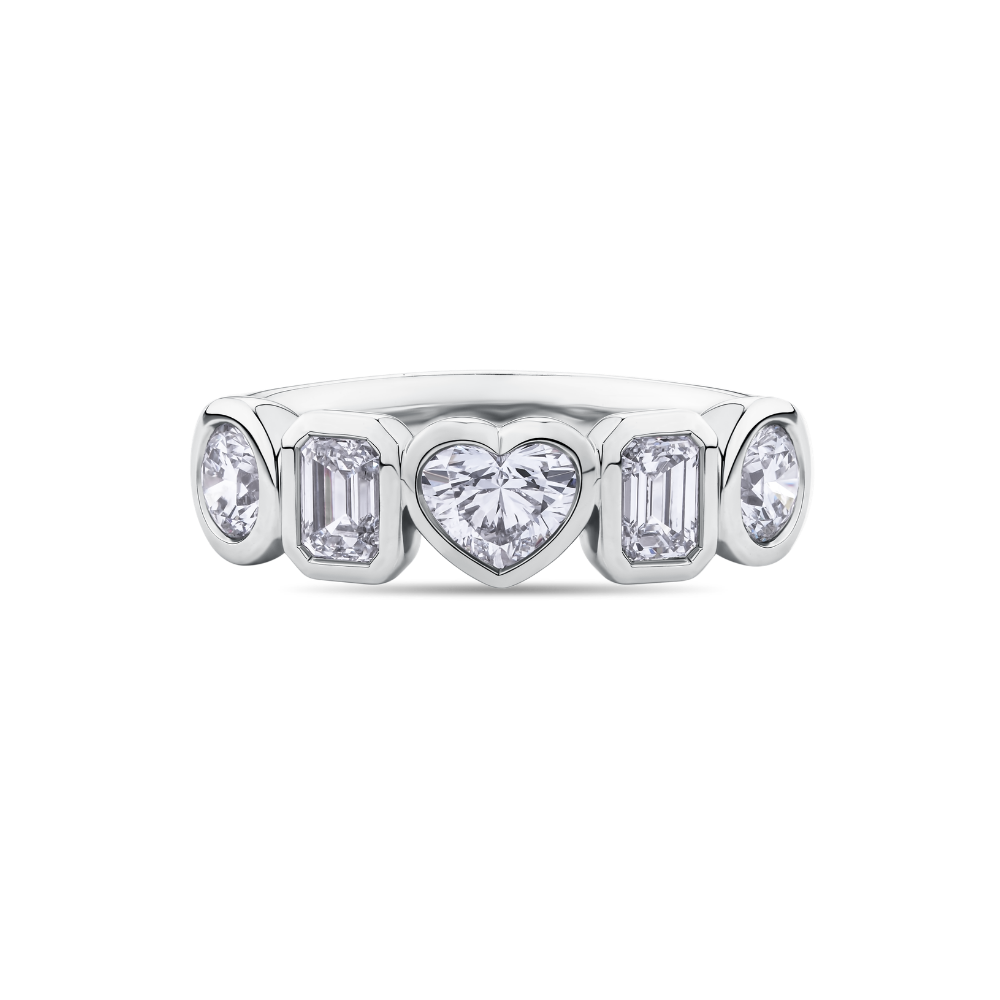 Mixed Diamond Cut Band in 18ct White Gold