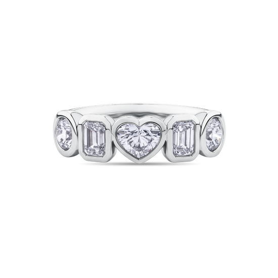 Mixed Diamond Cut Band in 18ct White Gold