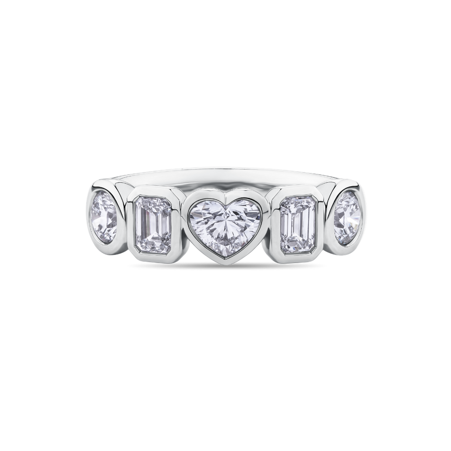 Mixed Diamond Cut Band in 18ct White Gold