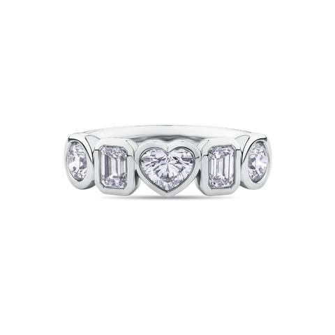 Mixed Diamond Cut Band in 18ct White Gold