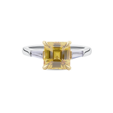 Emerald Cut Yellow Sapphire Ring in Platinum