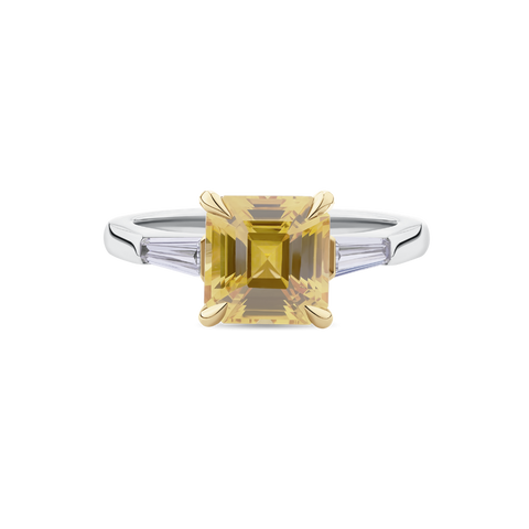 Emerald Cut Yellow Sapphire Ring in Platinum