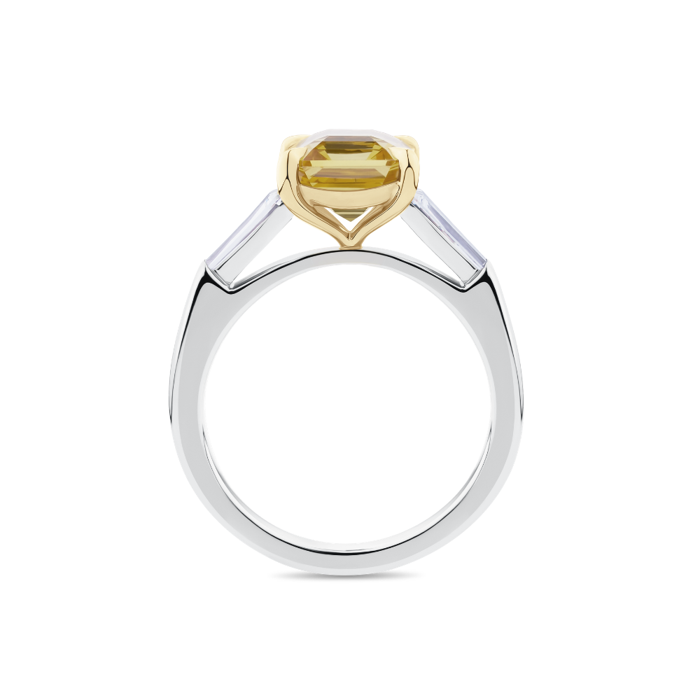 Emerald Cut Yellow Sapphire Ring in Platinum