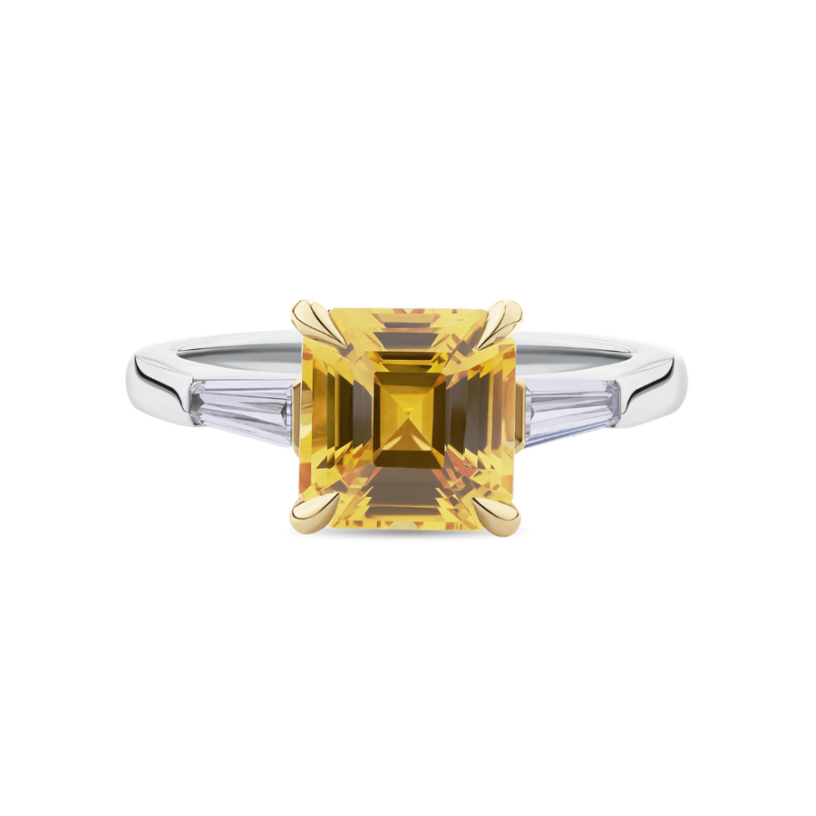 Emerald Cut Yellow Sapphire Ring in Platinum