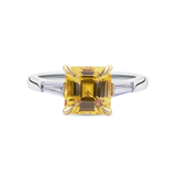 Emerald Cut Yellow Sapphire Ring in Platinum