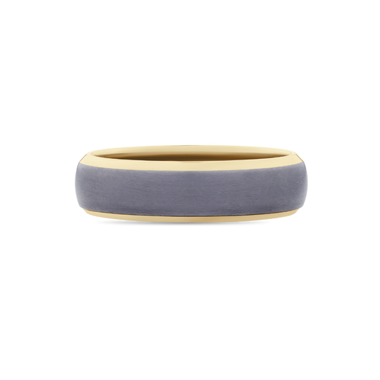 Tantalum Mens Wedding Band with Yellow Gold Sleeve