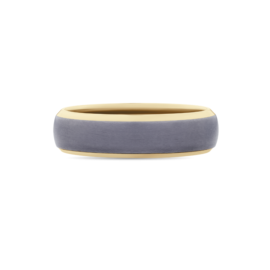 Tantalum Mens Wedding Band with Yellow Gold Sleeve