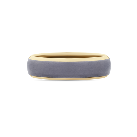 Tantalum Mens Wedding Band with Yellow Gold Sleeve