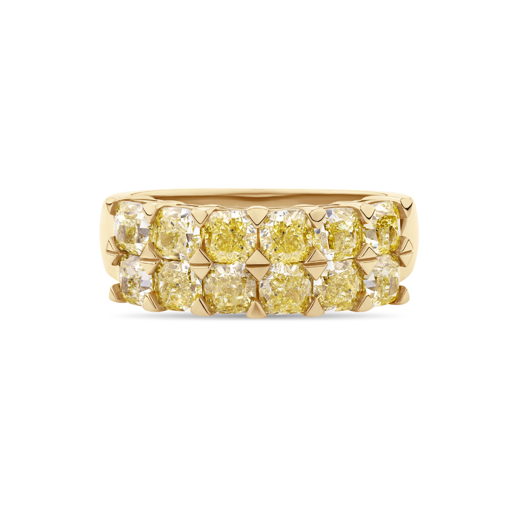 Yellow Diamond Double Row Eternity Band