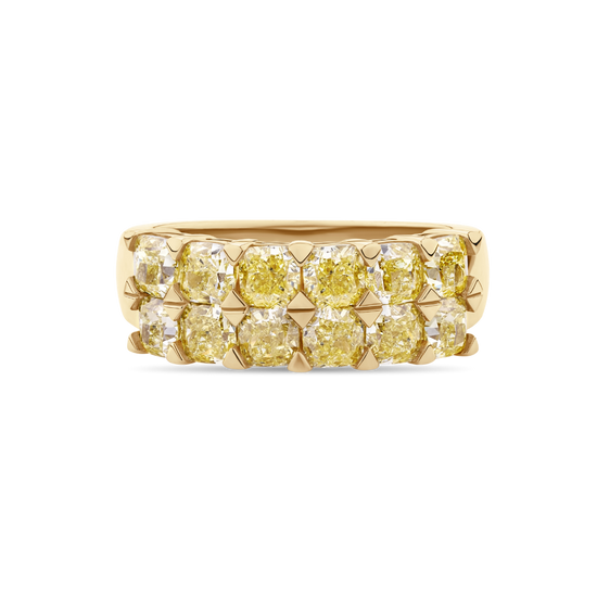 Yellow Diamond Double Row Eternity Band