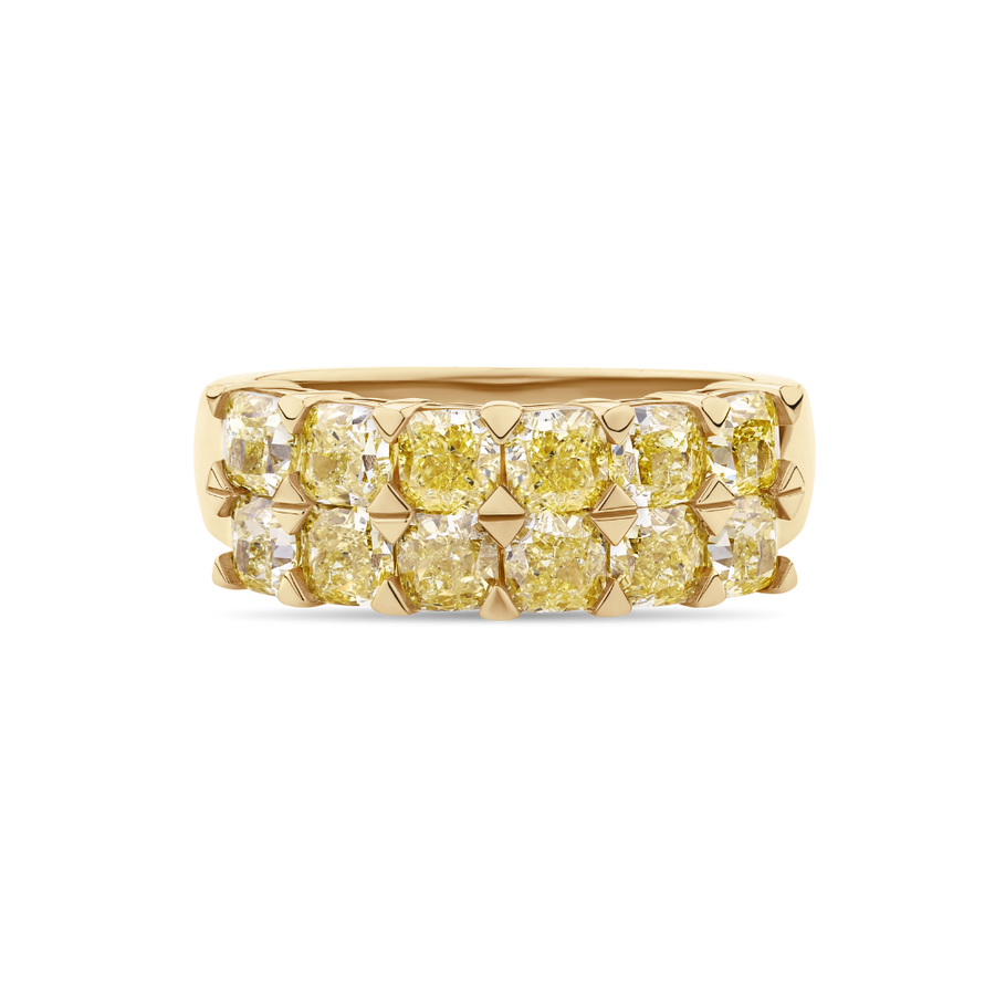 Yellow Diamond Double Row Eternity Band