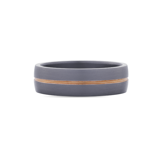 Tantalum Mens Wedding Band with 9ct Rose Gold