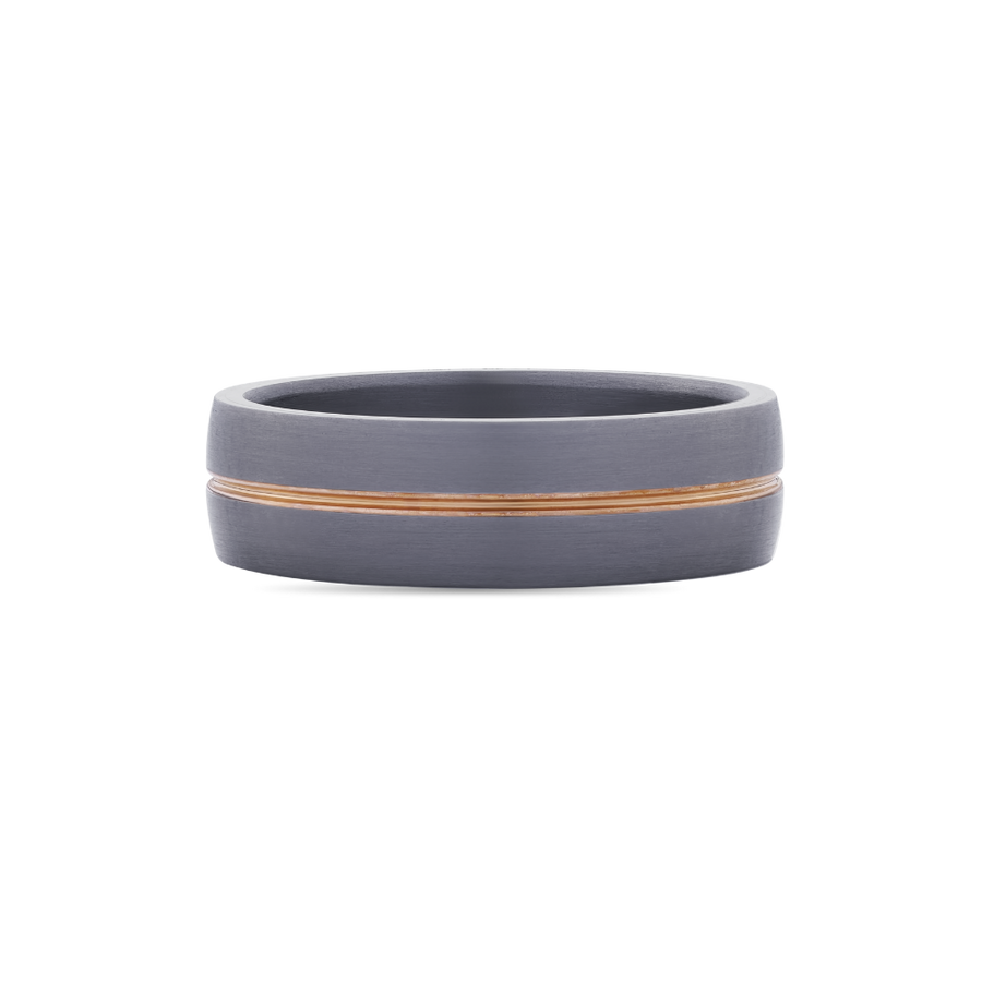 Tantalum Mens Wedding Band with 9ct Rose Gold