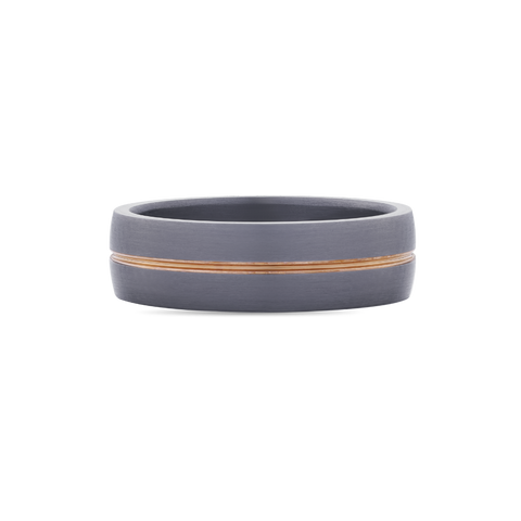 Tantalum Mens Wedding Band with 9ct Rose Gold