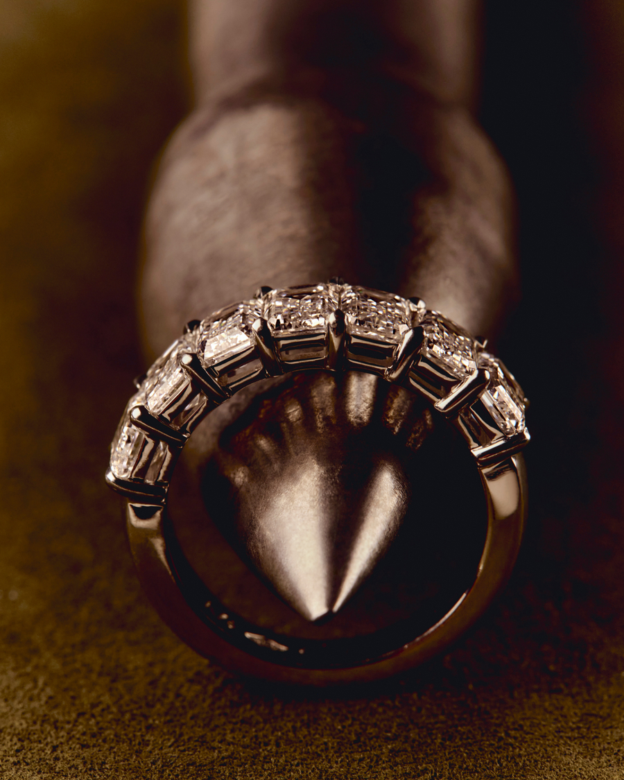 Emerald Cut Diamond Eternity Band in Platinum